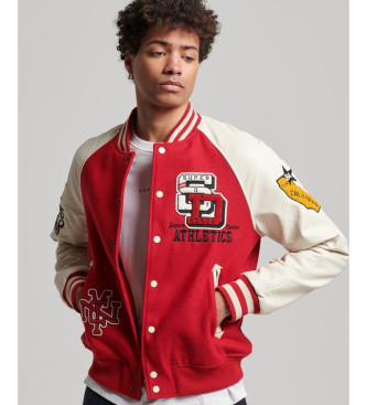 Superdry Cazadora bmber con insignias College Varsity rojo