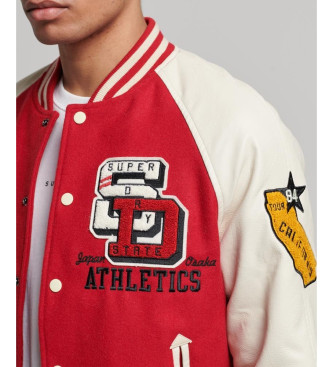 Superdry College Varsity Badge Bomber Jacket red