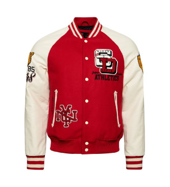 Superdry College Varsity Badge Bomber Jacket red