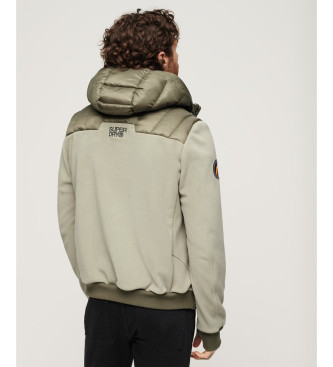 Superdry Giubbotto Bomber in Pile con Cappuccio Verde tempesta