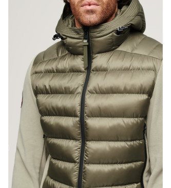 Superdry Giubbotto Bomber in Pile con Cappuccio Verde tempesta