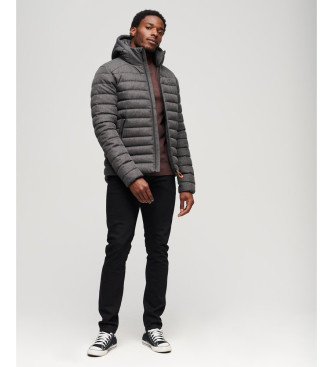 Superdry Herringbone pattern Fuji hooded jacket   grey