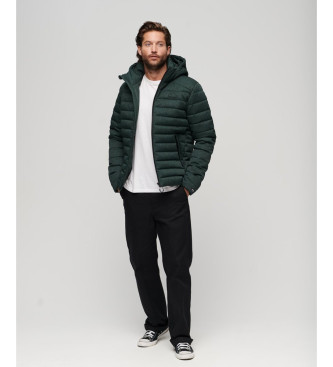 Superdry Herringbone pattern jacket with hood Fuji green