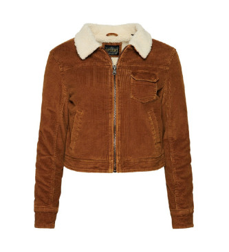 Superdry Veste courte avec doublure en velours marron