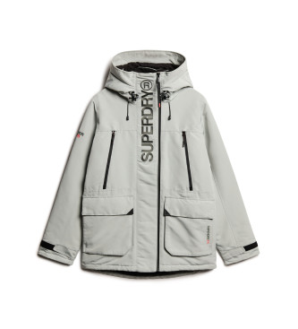 Superdry Vetrovka s kapuco in vezenino Ultimate SD siva