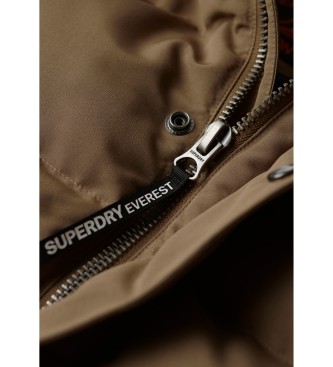 Superdry Brązowa kurtka pikowana z kapturem Everest