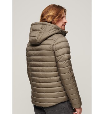 Superdry Fuji beige hooded quilted jacket with hood