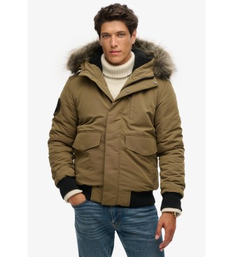 Superdry Everest groen gewatteerd bomberjack met capuchon