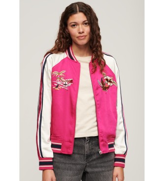 Superdry Suikajan embroidered bomber jacket pink