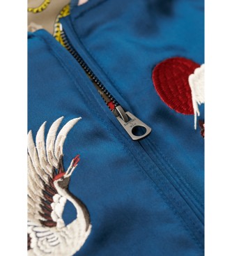 Superdry Bombažna jakna z vezenino Suikajan modra