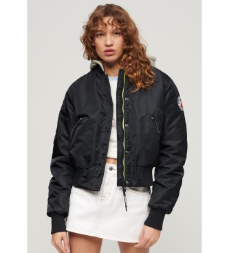 Superdry Navy hooded bomber jacket with hood