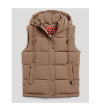 Superdry Hooded quilted waistcoat Everest brown