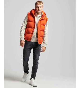 Superdry Pikowana kamizelka z kapturem Everest pomarańczowa