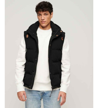 Superdry Colete acolchoado com capuz Everest preto