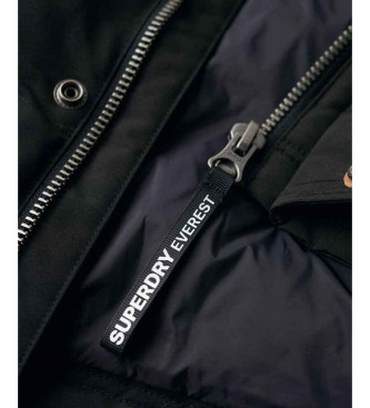 Superdry Colete acolchoado com capuz Everest preto