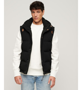 Superdry Chaleco Acolchado Con Capucha Everest negro