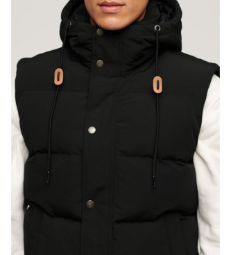 Superdry Quiltet vest med htte Everest sort