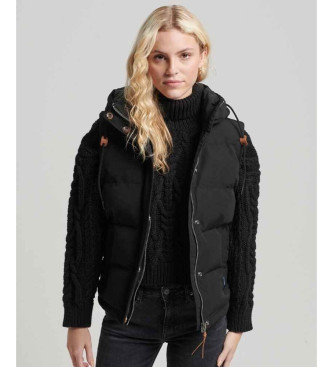 Superdry Chaleco acolchado con capucha Everest negro