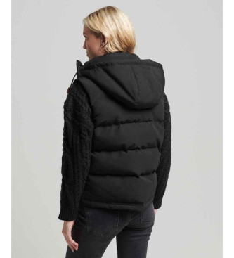 Superdry Hooded quilted waistcoat Everest black