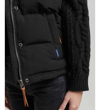 Superdry Hooded quilted waistcoat Everest black