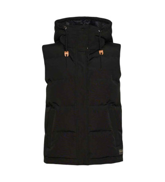 Superdry Hooded quilted waistcoat Everest black