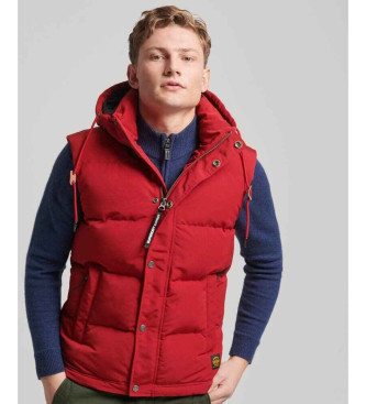 Superdry Colete acolchoado com capuz Everest vermelho