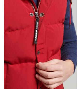 Superdry Chaleco acolchado con capucha Everest rojo