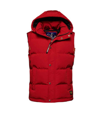 Superdry Hooded quilted waistcoat Everest red