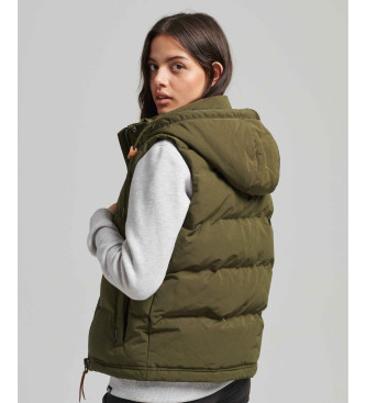 Superdry Hooded quilted waistcoat Everest green