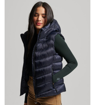 Superdry Quilted hooded waistcoat Fuji Navy