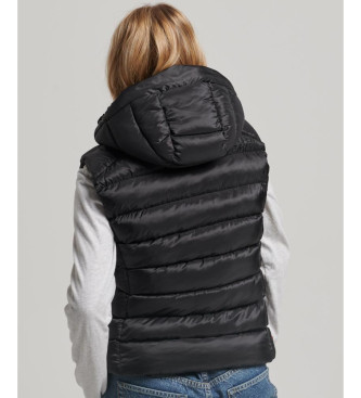 Superdry Fuji quiltet gilet med htte, sort