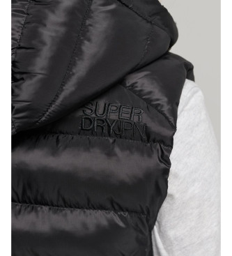 Superdry Chaleco acolchado con capucha Fuji negro