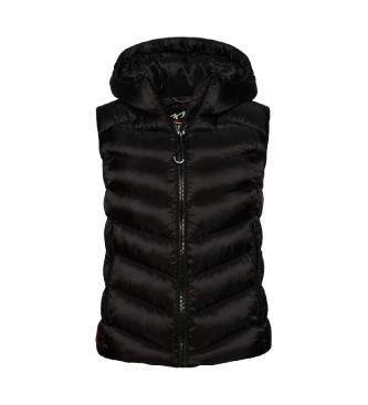 Superdry Fuji quiltet gilet med htte, sort