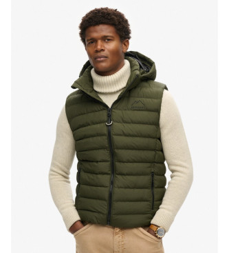 Superdry Fuji gewatteerd vest met capuchon groen