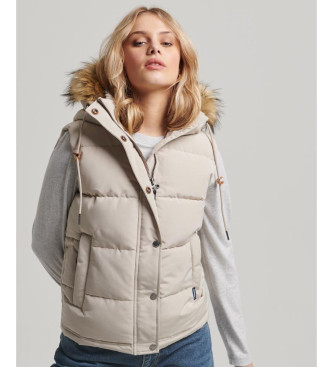 Superdry Gilet imbottito in pelliccia sintetica grigia Everest