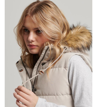 Superdry Gilet imbottito in pelliccia sintetica grigia Everest