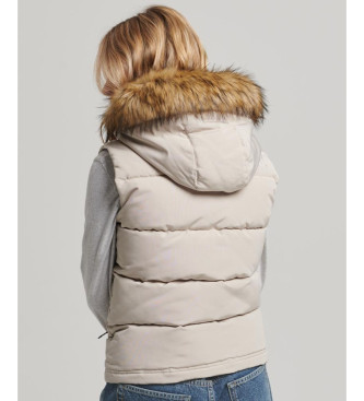 Superdry Gilet imbottito in pelliccia sintetica grigia Everest