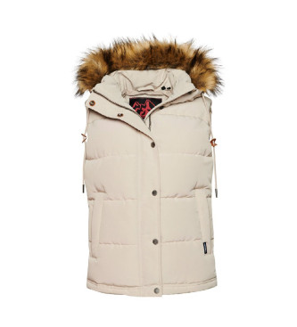 Superdry Gilet imbottito in pelliccia sintetica grigia Everest