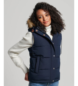 Superdry Gewatteerd vest van imitatiebont Everest marine