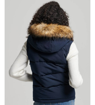 Superdry Gilet imbottito in pelliccia sintetica Everest blu scuro