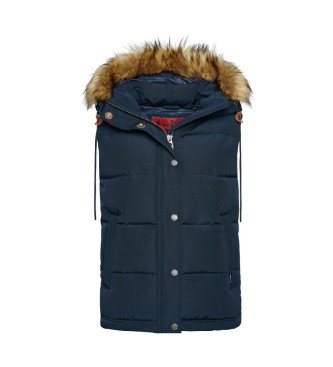 Superdry Gewatteerd vest van imitatiebont Everest marine