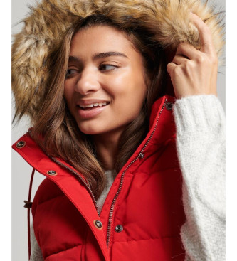 Superdry Gilet imbottito in pelliccia sintetica rossa Everest