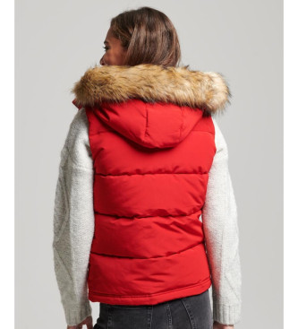 Superdry Gilet imbottito in pelliccia sintetica rossa Everest