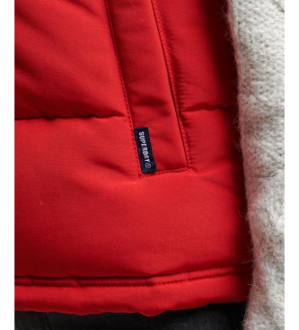 Superdry Gewatteerd vest van imitatiebont Everest rood