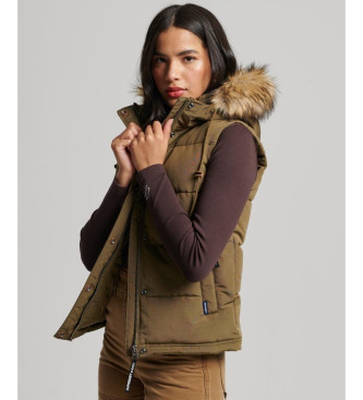 Superdry Vatteret vest i imiteret pels Everest green