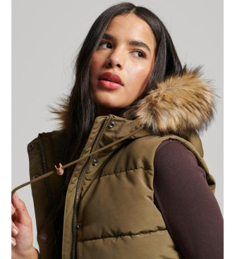 Superdry Gilet imbottito in pelliccia sintetica verde Everest