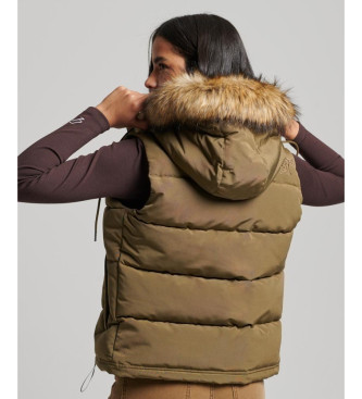 Superdry Faux fur quilted waistcoat Everest green