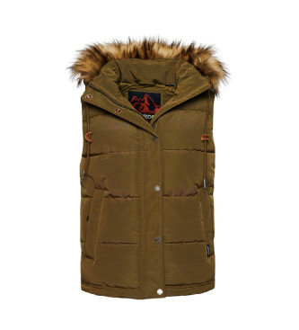 Superdry Faux fur quilted waistcoat Everest green