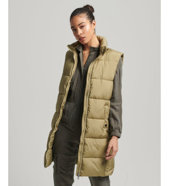 Superdry Long quilted waistcoat green