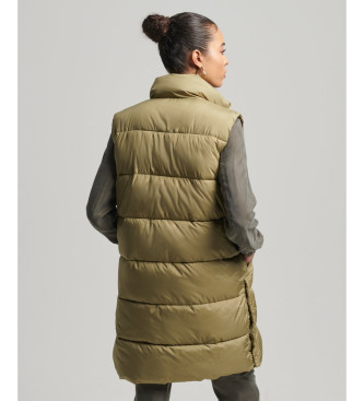 Superdry Long quilted waistcoat green